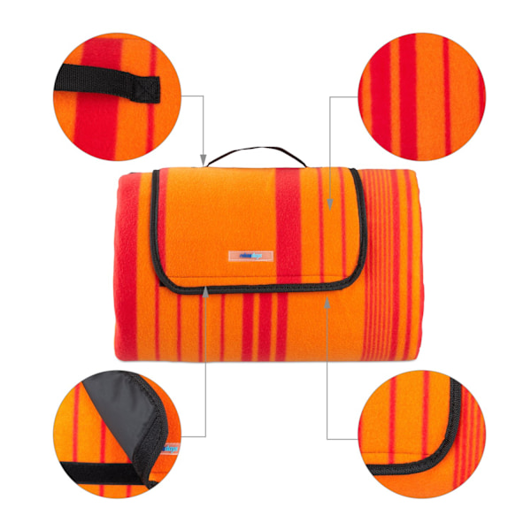 Picnic tæppe 200 x 200 cm stribet