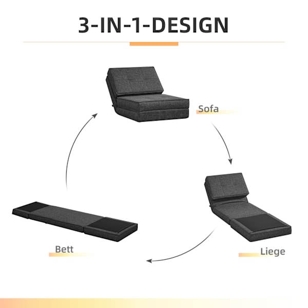 Gulvsofa foldbar lænestol gulvstol 5-trins justerbar foldbar lænestol sovesofa enkelt sofa mørkegrå 61 x 73 x 58 cm |