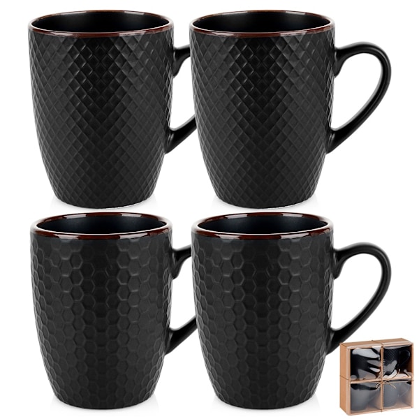 Sorte keramiske krus 400 ml 4 stk.