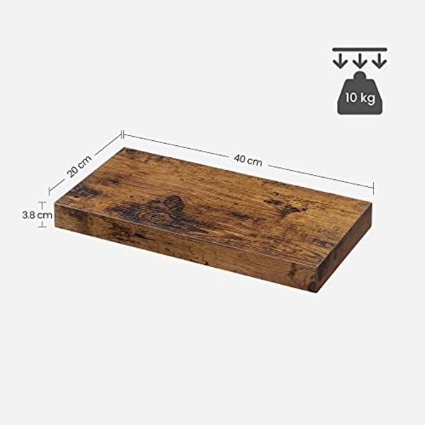 Maalaismainen ruskea kelluva seinähylly - 40 cm, kantavuus 10-15 kg