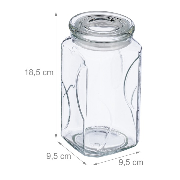sæt med 6 opbevaringsglas med låg 1000 ml