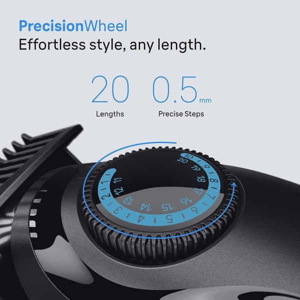 Skäggtrimmer med precisionshjul, 40 längdinställningar