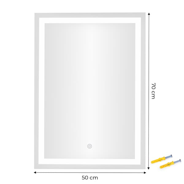 LED badeværelsesspejl 50x70 cm, 3 lysfarver, touch-afbryder