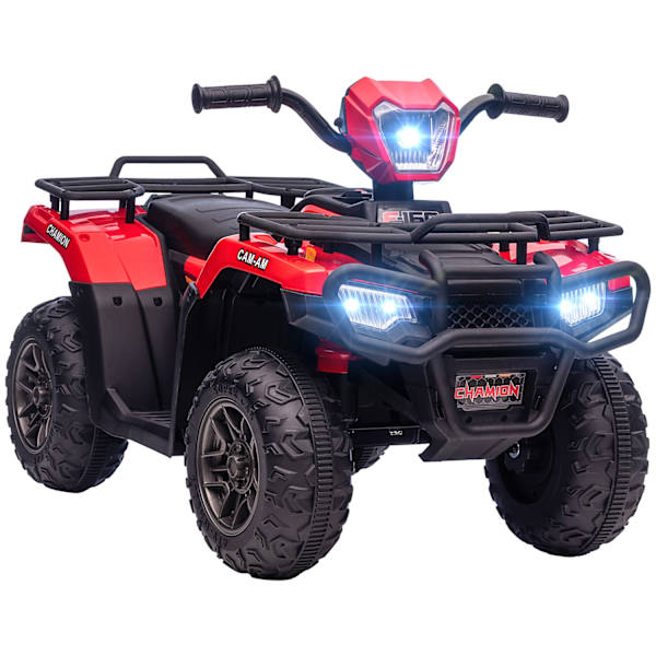 Elektrisk Fyrhjuling För Barn Med Led Och Musik, Elbil, Barnbil För Barn Från 3 År Och Uppåt, Barnmotorcykel, Svart + Röd, 88 X 45 X 50 Cm