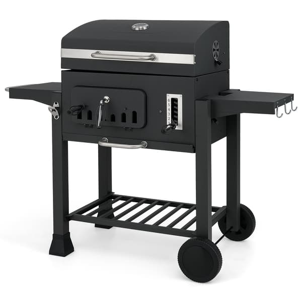 Kulgrill med foldbare sideborde, justerbar højde