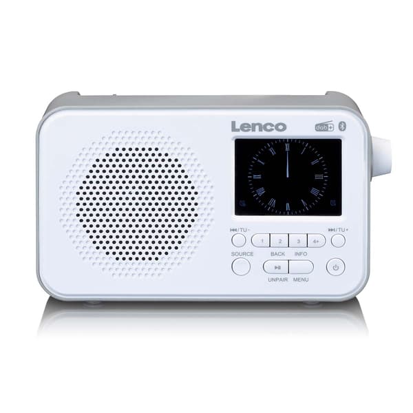 Bærbar DAB+ FM-radio med Bluetooth, 2,4" display, hvid