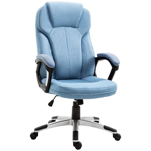 Kontorstol Computerstol Drejestol Højdejusterbar Vippefunktion Lyseblå Linned 66X75X110-120Cm