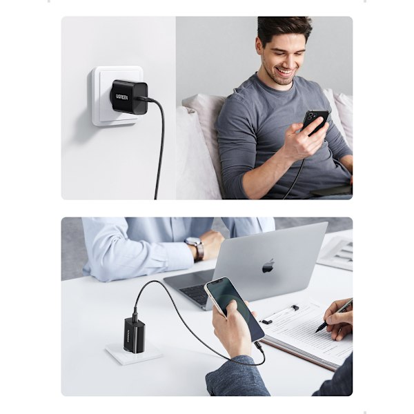 USB-C 20W Power Delivery telefonladdare, svart