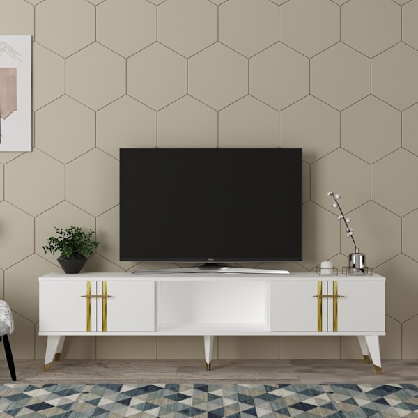 TV Stand Asel - Hvid, Guld