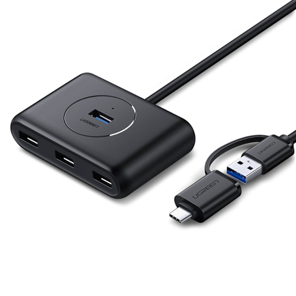 4in1 HUB-sovittimen jakaja USB-A/C - 4x USB 3.0 5Gb/s 1m musta