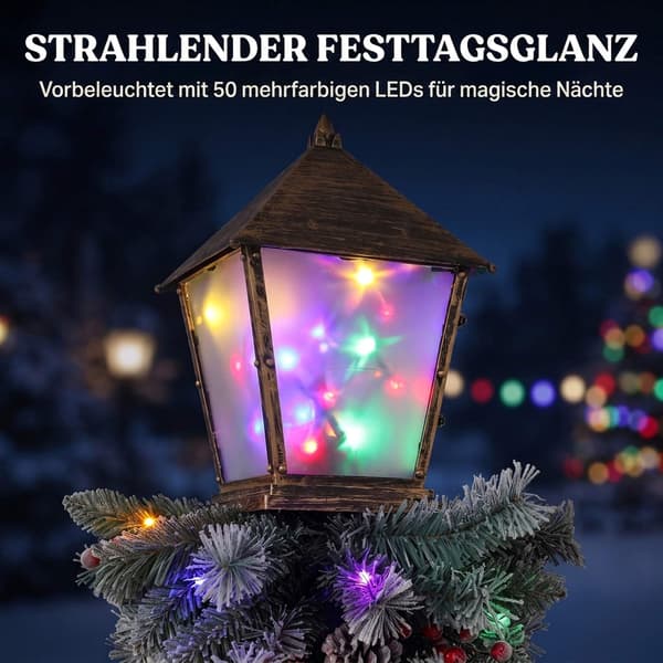 Jullykta utomhus med LED-lampor, tallkottar och bär