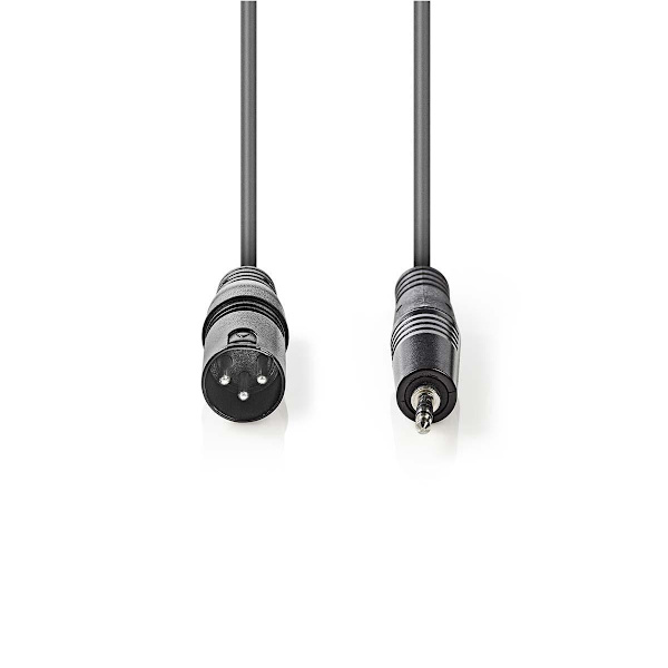 Balansoitu Audiojohto | XLR 3-Pin uros | 3.5 mm uros | Niklattu | 1.50 m | Pyöreä | PVC | Tummanharmaa | Pahvikotelo