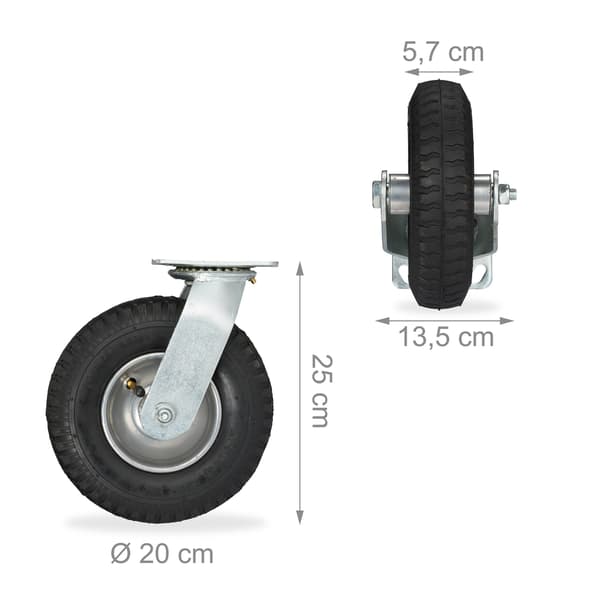 Pneumatiskt svängbart hjul, 360° rotation, Heavy-Duty