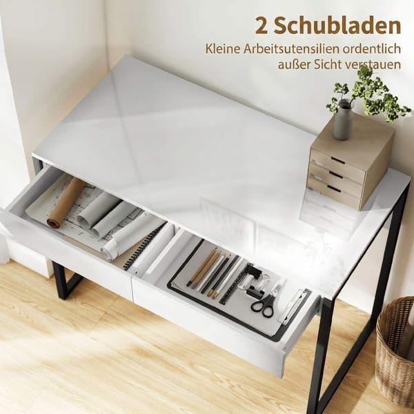 Kompakt sort skrivebord med 2 skuffer – 100 x 50 cm