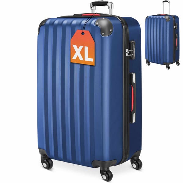 Blå hård kuffert, 90L, ABS-plast, 360 hjul