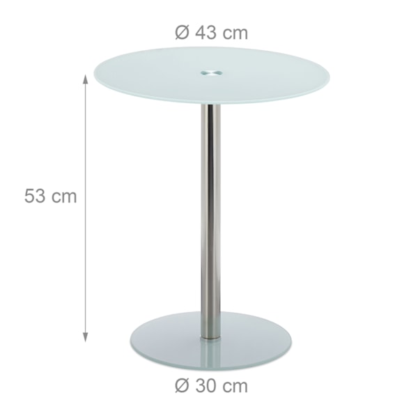 Sidebord i glas og rustfrit stål