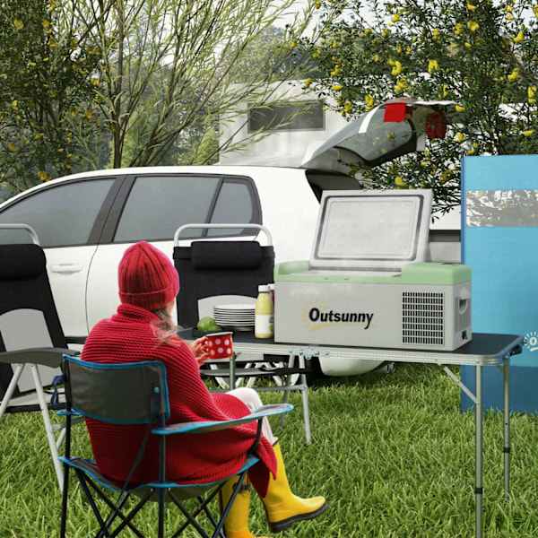 Kompressorkylbox 16L, kylbox bil 12/24V DC & 100-240V AC, upp till -20°C, portabel frysbox med MAX/ECO-lägen, minikylskåp