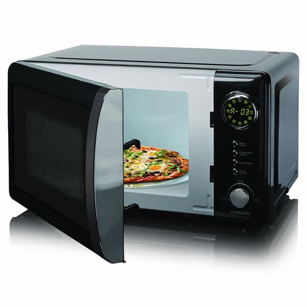 700W sort mikrobølgeovn, 20L kapacitet, LED-display