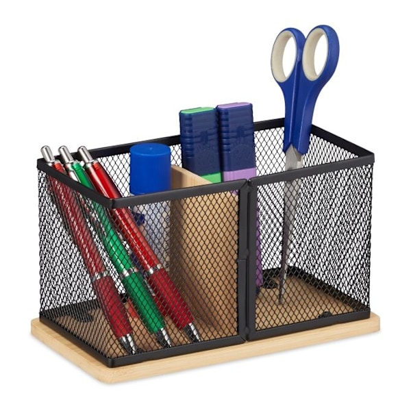 Penneholder i bambus og mesh