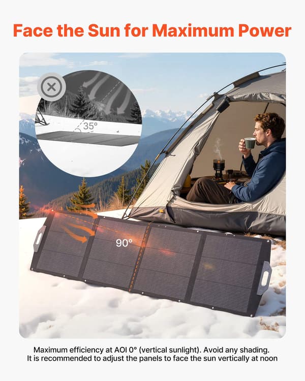 200W foldbart solpanel, Mono, MC4, USB C, IP67