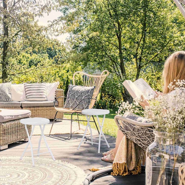 2 stk. Foldeskamler i rattan
