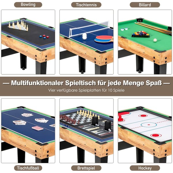 10-i-1 multispilbord: Bordfodbold, hockey, billard