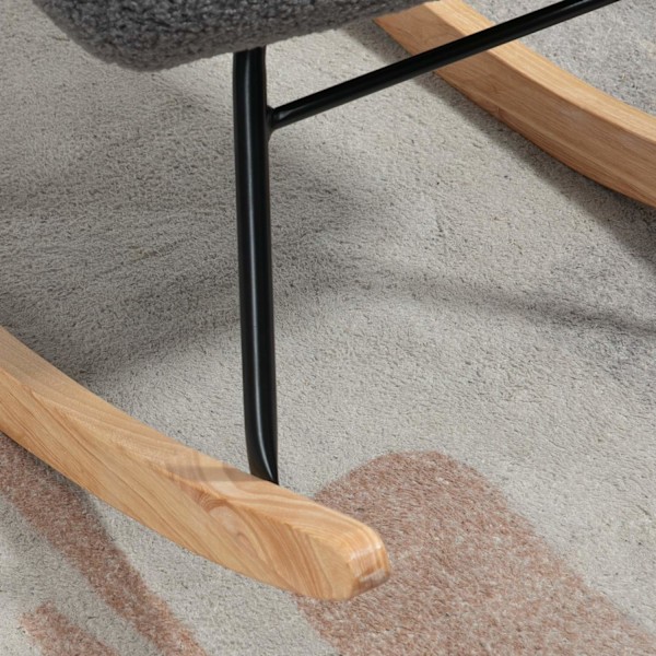 Gyngestol, accentstol, afslapningsstol med berberfleece, til soveværelse, op til 120 kg, mørkegrå, 71x92x101 cm