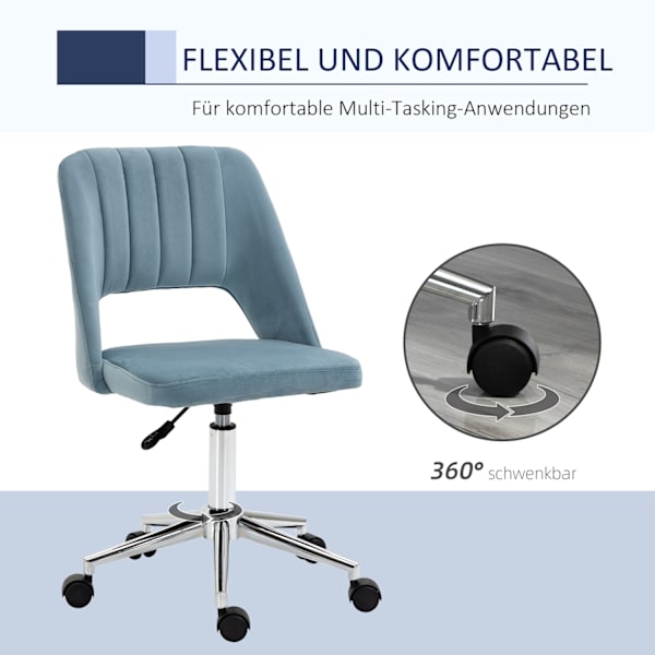 Kontorstol Drejestol Skrivebordsstol Højdejusterbar 360° Roterbar Kammusling Design Foam Velvet Polyester