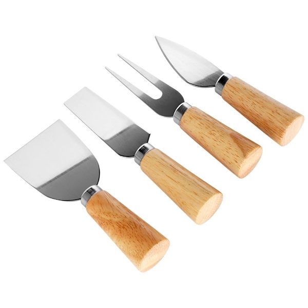 Bambuskärbräda med knivset och magnetisk list för ostar