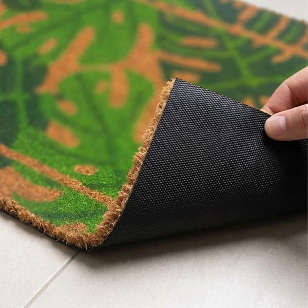Dørmåtte i kokosfiber, botanisk design, 60x40 cm
