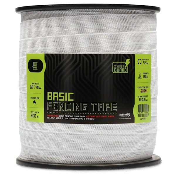 ZoneGuard 40 mm Basic stängselband vit 200 m