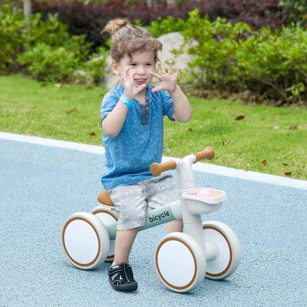 Balancecykel til børn Balancecykel fra 1 år Baby Rutecykel med TPU-hjul Ingen skruer Gaver til drenge/piger Småbørnslegetøj Grøn + Hvid 56 x 27 x 39 c