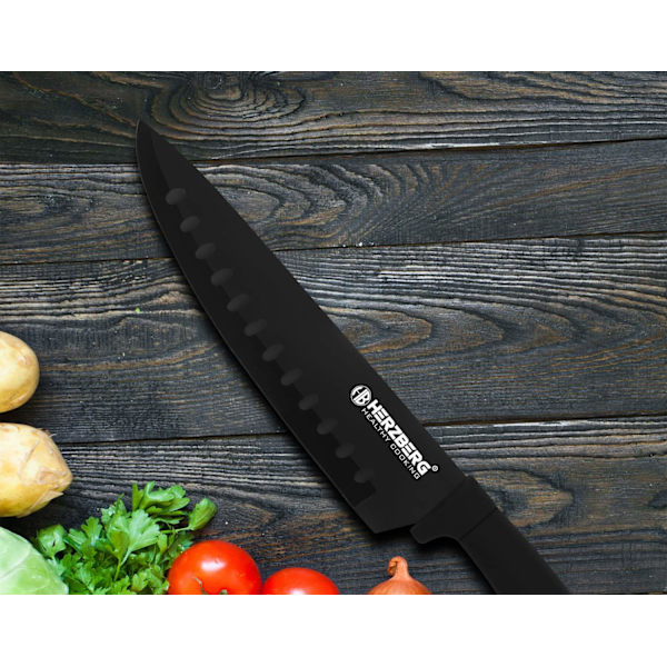Herzberg 8-delade knivset med akrylstativ-svart
