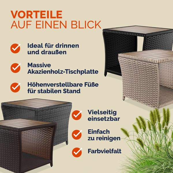 Polyrattan sidebord grå 45x45x40cm