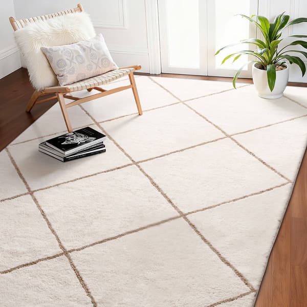 Beige pehmomatto 6x9 jalkaa – liukumaton, ei irtoa
