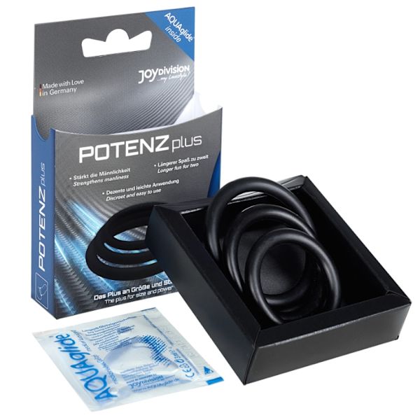 Joydivision Potenzduo - Plus 3 musta sormussetti - S, M, L