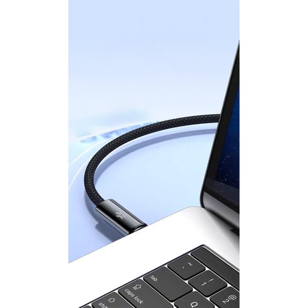 USB-C magneettipunottu kaapeli, 60W, 1m, musta