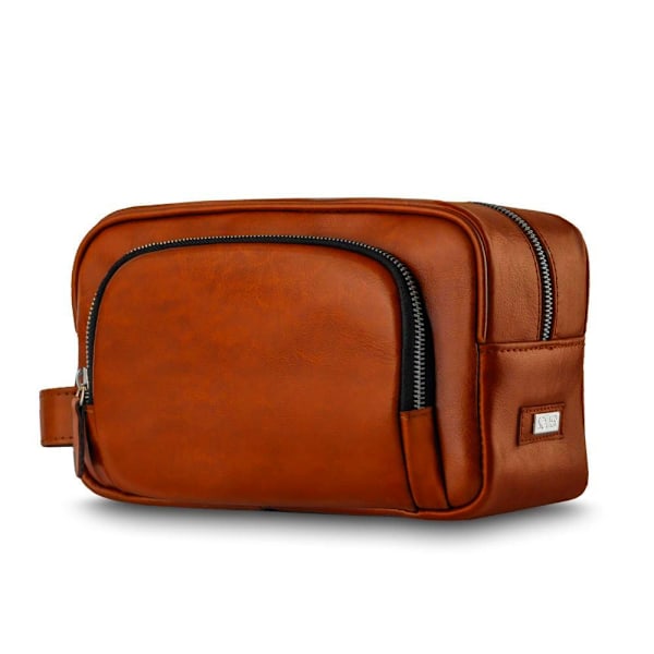 Elegant kosmetiktaske i læder SK04 Solier brun vintage