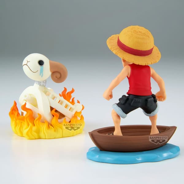 One Piece Luffy & Going Merry figur, 8 cm samleobjekt