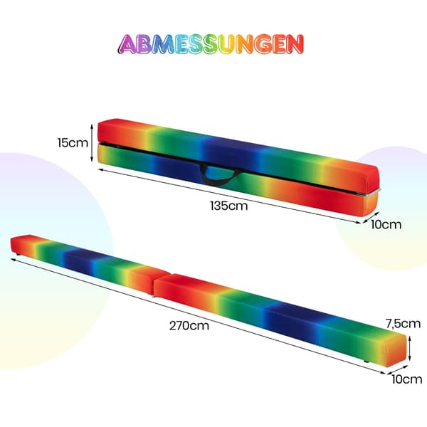 Sammenklappelig 270 cm gymnastikbalancebom til børn