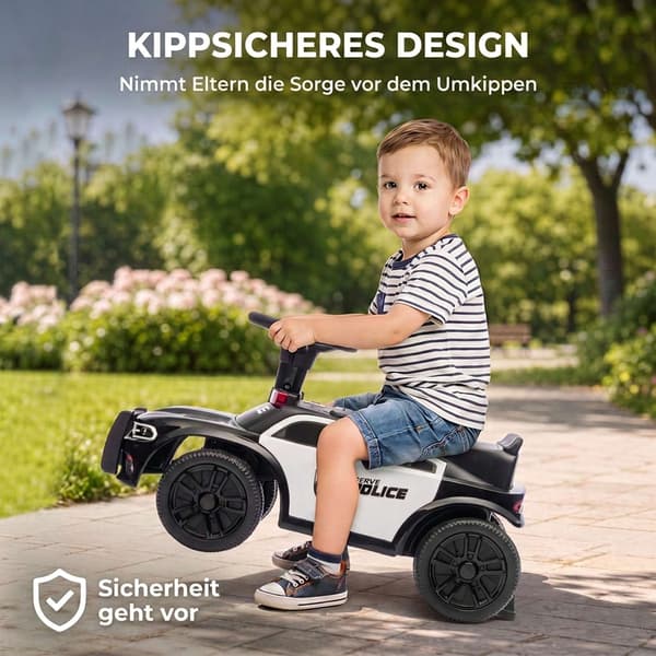 Småbarnspolisbil med musik och tippskydd