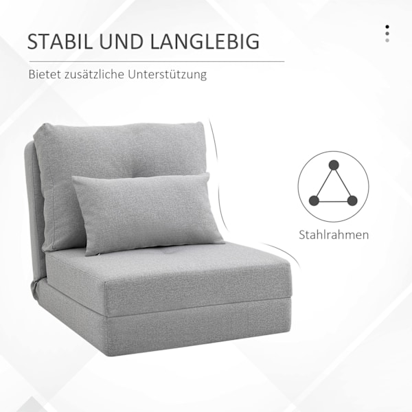 Gulvstol 2-i-1 sammenklappelig seng med justerbar ryglæn Gulvsofa med dekorativ pude Gulv sædehynde til stuen Soveværelse Linned Grå |