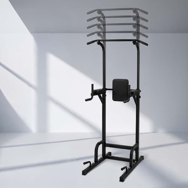Power Tower til hjemmegym, justerbar højde, sort stål