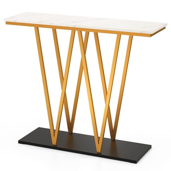 Konsolbord med marmorlook og metalstel