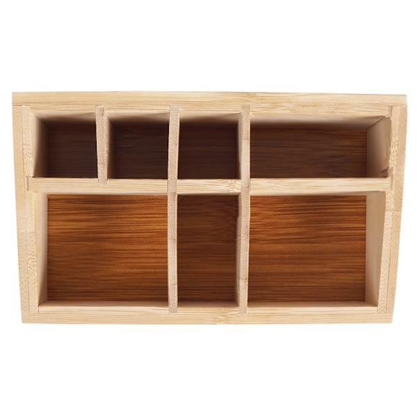 Syv-rums makeup-organisator i stilfuld bambus