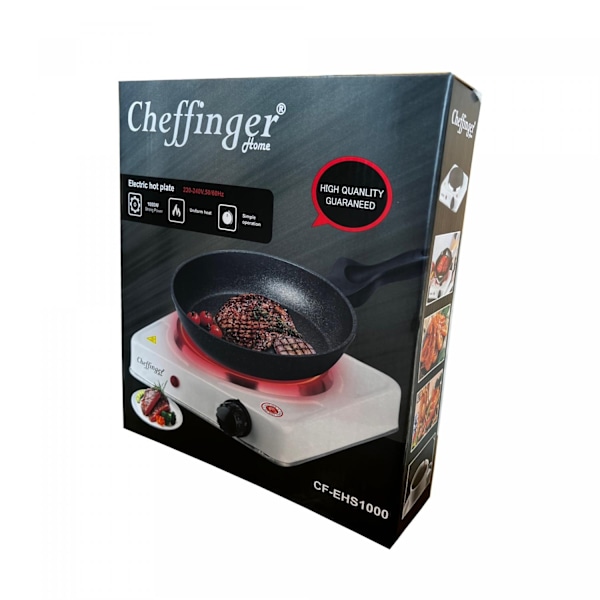 Cheffinger CF-EHS1000: 1000W elektrisk kogeplade - enkelt