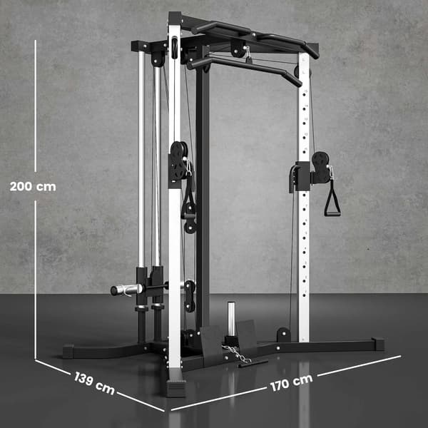 Hemmagymstation med latsdrag, pull-up-stång, justerbar