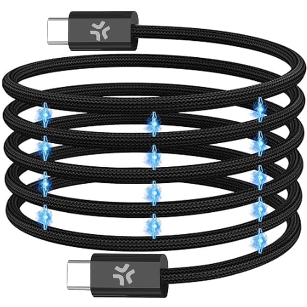 USB-C magnetisk flätad kabel, 60W, 1m, svart