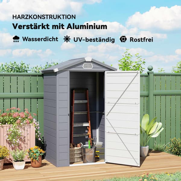 Förråd för utomhusbruk, 1,1 m², polypropen, låsbar dörr