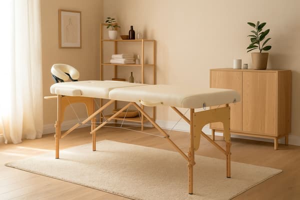 Sammenklappeligt træmassagebord, 2-delt med bæretaske